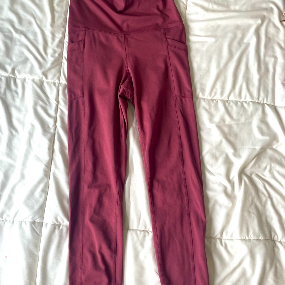 Yogalicious Lux Burgundy High Rise Cropped Length Fit